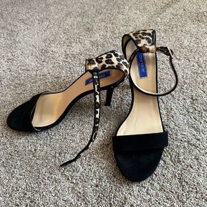 Dee Keller black heels with cheetah print heel strap. Never worn. Size 39 (8.5)